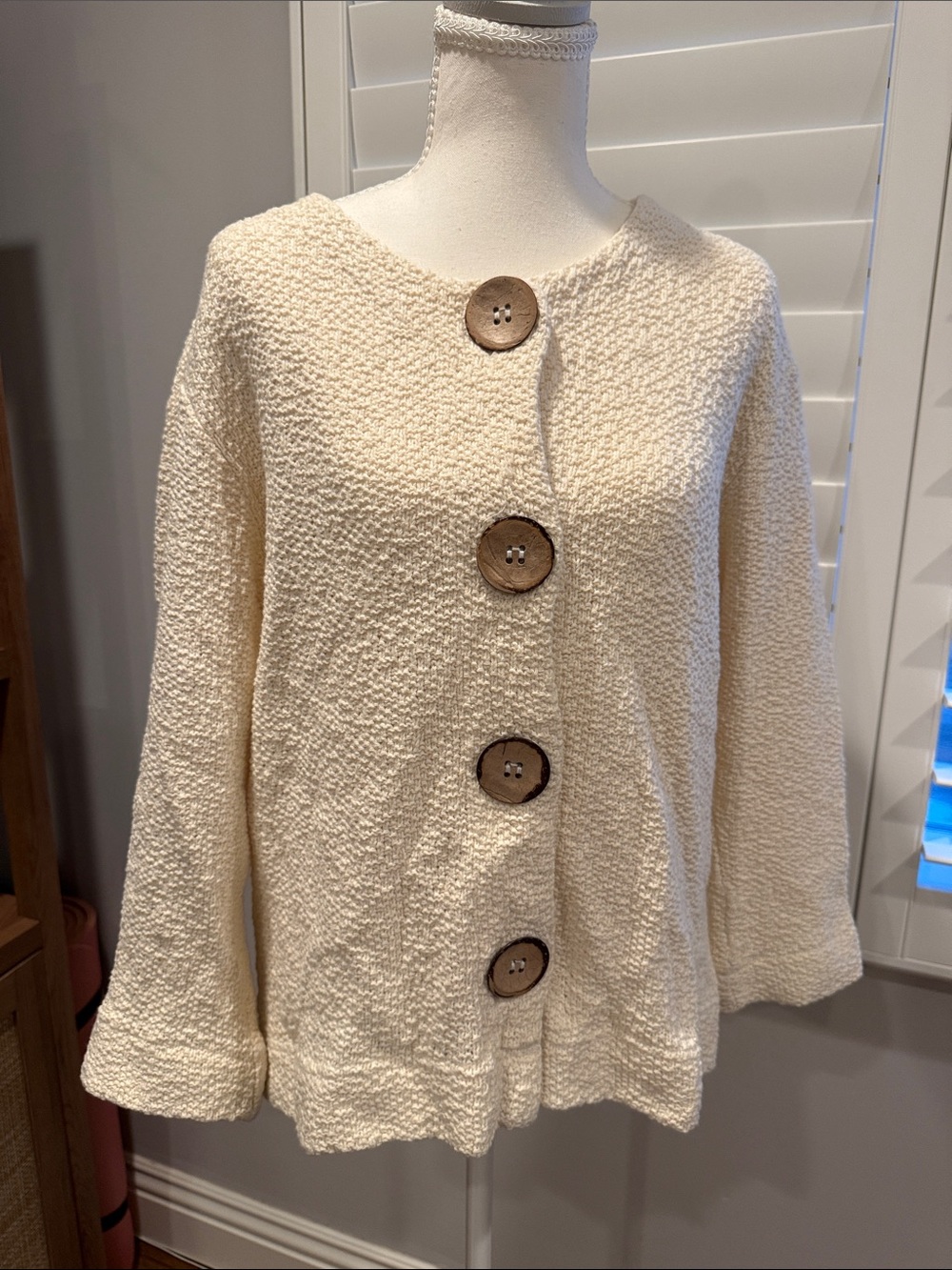 Vintage cotton Bouclé Button-Front Women's Cardigan Sweater